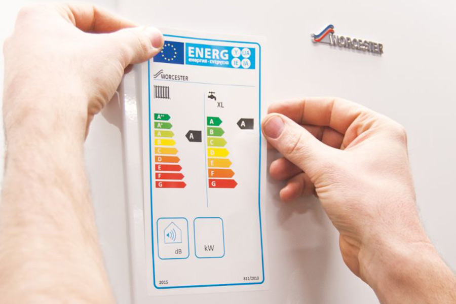 Energy Efficiency Sticker on a new Worcester Bosch Boiler Installation